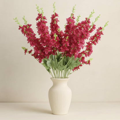 Thiccywoov 24 Pcs Delphinium Artificial Flower 35.4'' Long Larkspur Stem Silk Fake Faux Flowers Bulk for Tall Vase Floral Arrangements Home Centerpiece Table Wedding Decor (White)