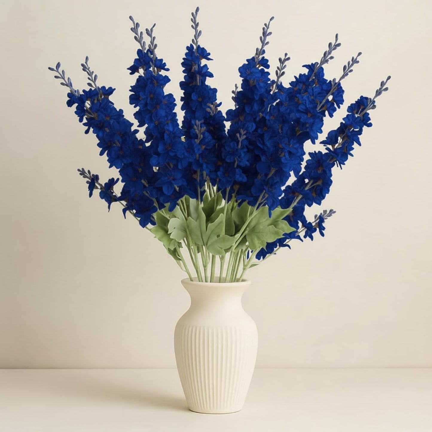 Thiccywoov 24 Pcs Delphinium Artificial Flower 35.4'' Long Larkspur Stem Silk Fake Faux Flowers Bulk for Tall Vase Floral Arrangements Home Centerpiece Table Wedding Decor (White)