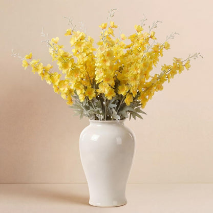 Thiccywoov 24 Pcs Delphinium Artificial Flower 35.4'' Long Larkspur Stem Silk Fake Faux Flowers Bulk for Tall Vase Floral Arrangements Home Centerpiece Table Wedding Decor (White)