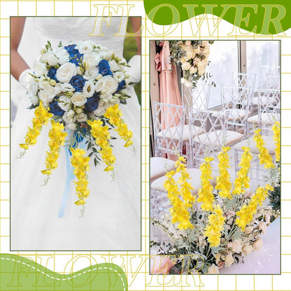 Thiccywoov 24 Pcs Delphinium Artificial Flower 35.4'' Long Larkspur Stem Silk Fake Faux Flowers Bulk for Tall Vase Floral Arrangements Home Centerpiece Table Wedding Decor (White)
