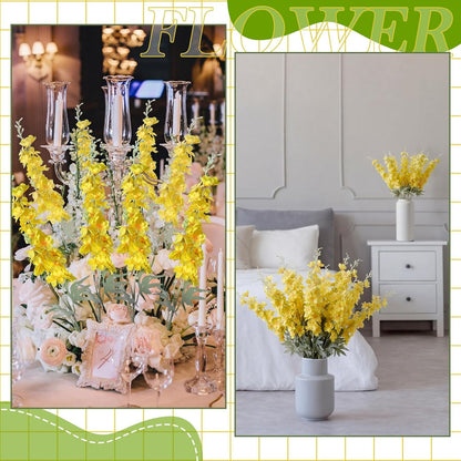 Thiccywoov 24 Pcs Delphinium Artificial Flower 35.4'' Long Larkspur Stem Silk Fake Faux Flowers Bulk for Tall Vase Floral Arrangements Home Centerpiece Table Wedding Decor (White)