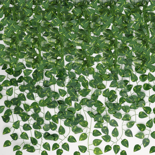 Fake Ivy Vines for Room Decor 12pcs Fake Ivy Greenery Garland Wall Decor (Pothos)