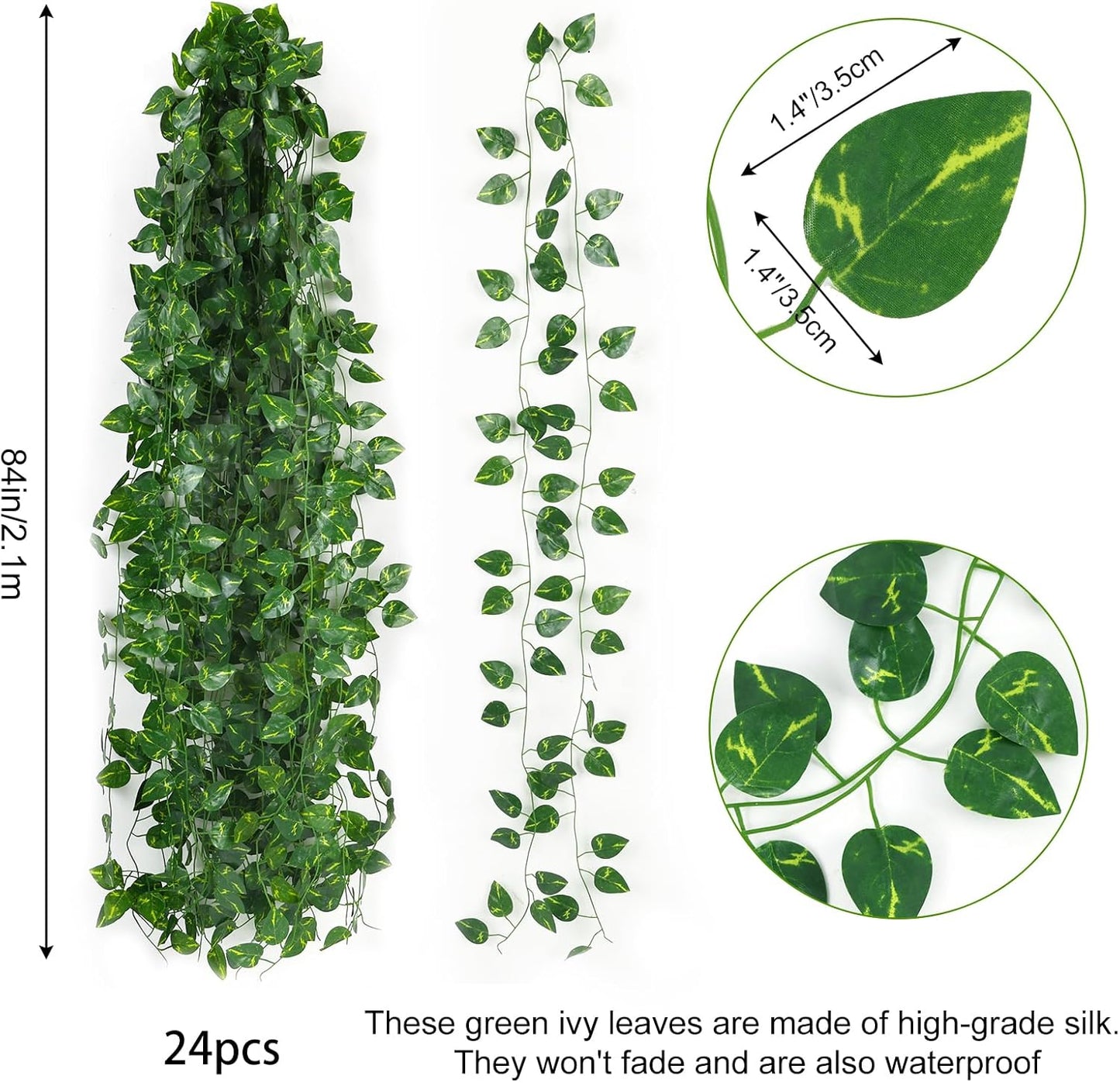 Fake Ivy Vines for Room Decor 12pcs Fake Ivy Greenery Garland Wall Decor (Pothos)