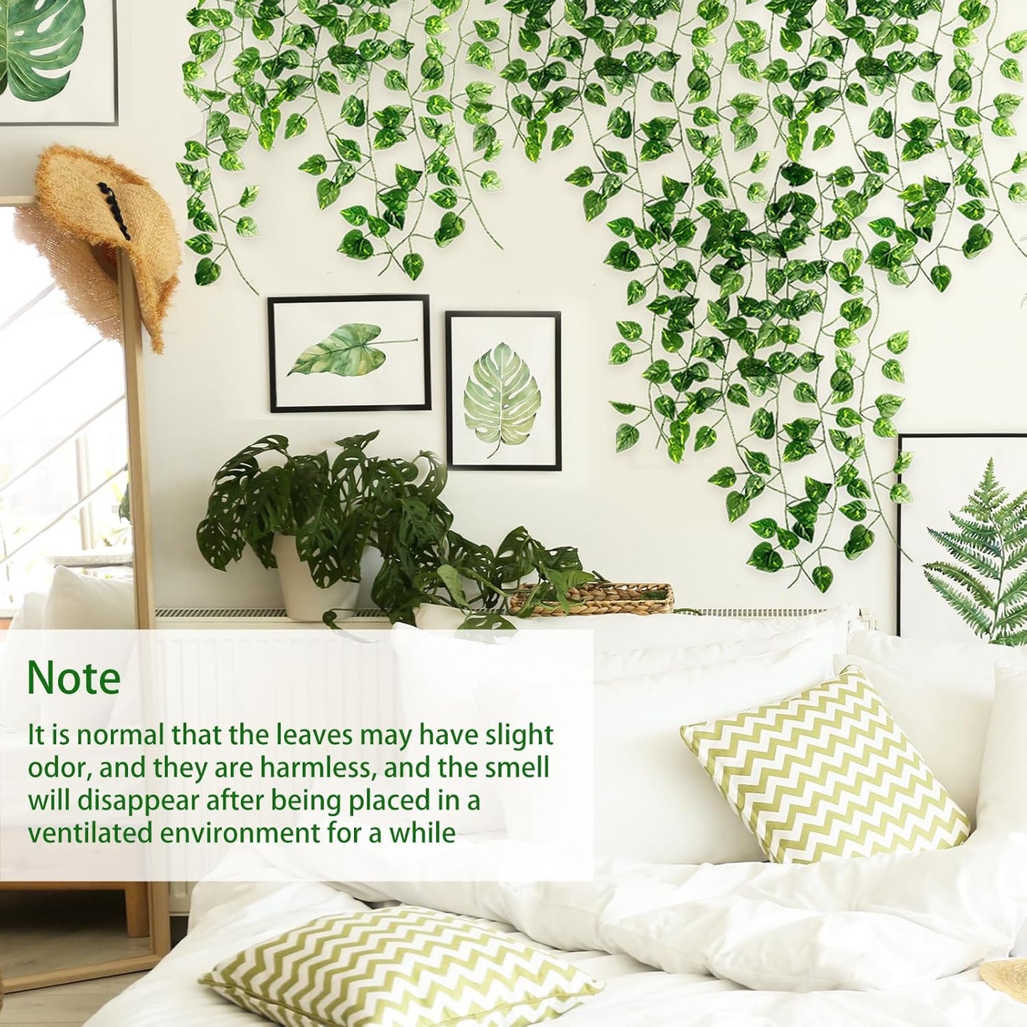 Fake Ivy Vines for Room Decor 12pcs Fake Ivy Greenery Garland Wall Decor (Pothos)