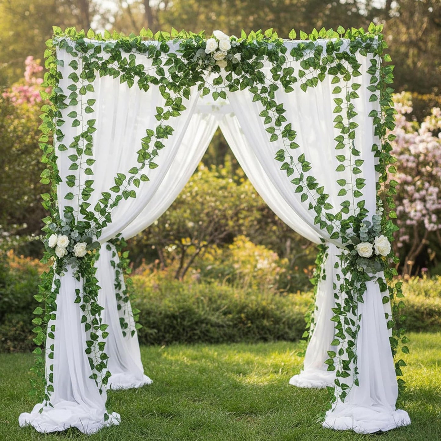 Fake Ivy Vines for Room Decor 12pcs Fake Ivy Greenery Garland Wall Decor (Pothos)