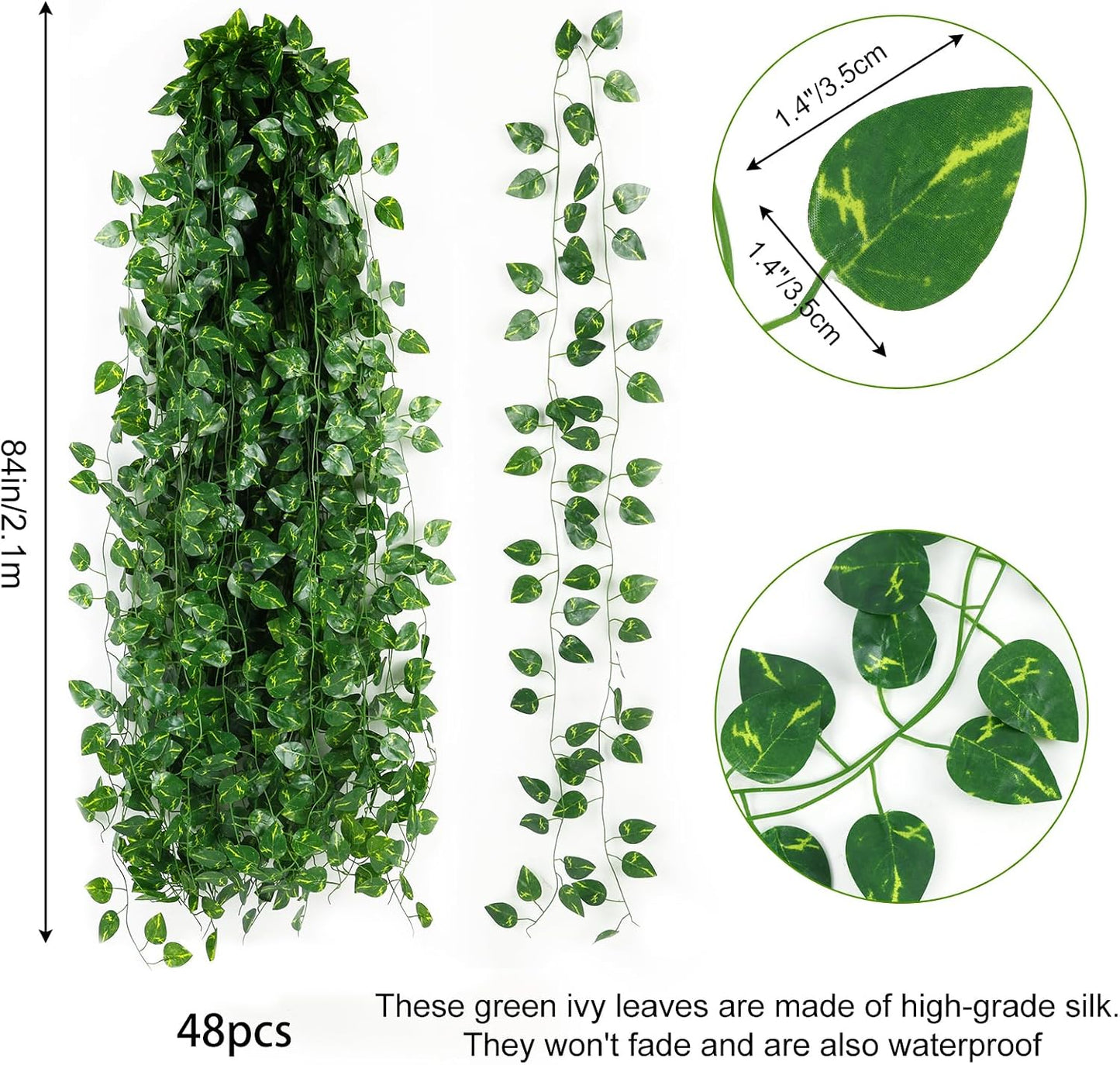 Fake Ivy Vines for Room Decor 12pcs Fake Ivy Greenery Garland Wall Decor (Pothos)
