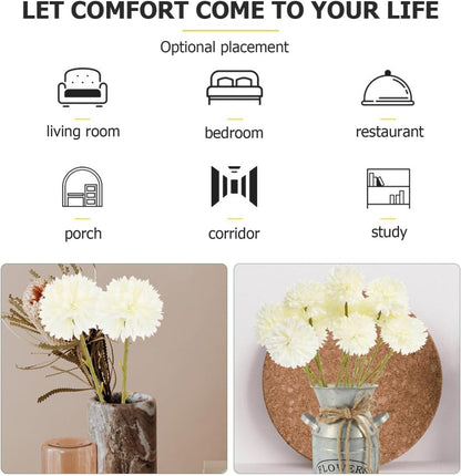 16 Heads Simulated Dandelion Flower Branches Artificial White Dandelion Plants for Home Office Party Decorations and DIY Floral Arrangements