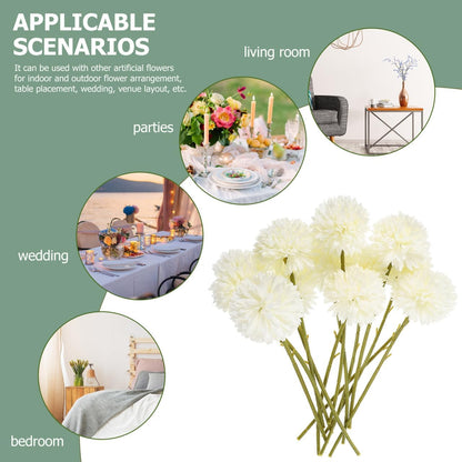 16 Heads Simulated Dandelion Flower Branches Artificial White Dandelion Plants for Home Office Party Decorations and DIY Floral Arrangements