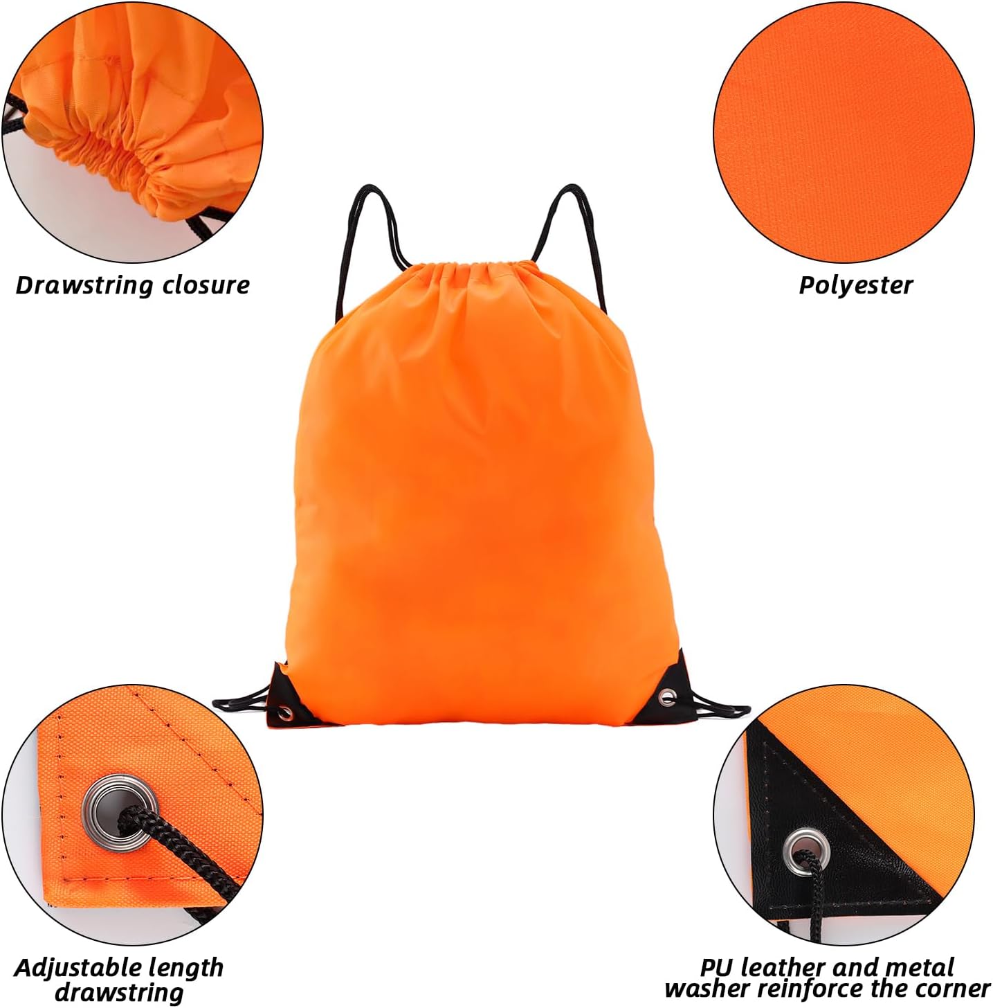 Drawstring Backpacks,10 Pack — Lightweight Drawstring Bags, Gym Sack for Sports, Daily Use & Travel (10, Yellow)