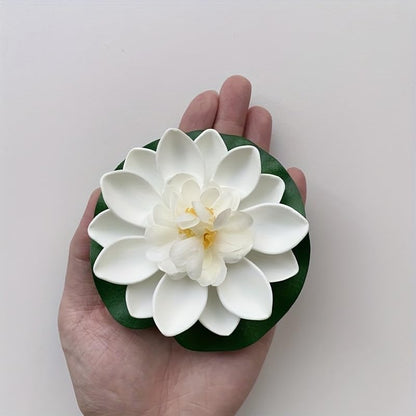 9pcs Artificial Floating Foam Lotus Flowers with Artificial Lotus Leaves, Lily Pads for Lake, Pond Plants Ornaments for Pool Aquarium Water Decoration, White