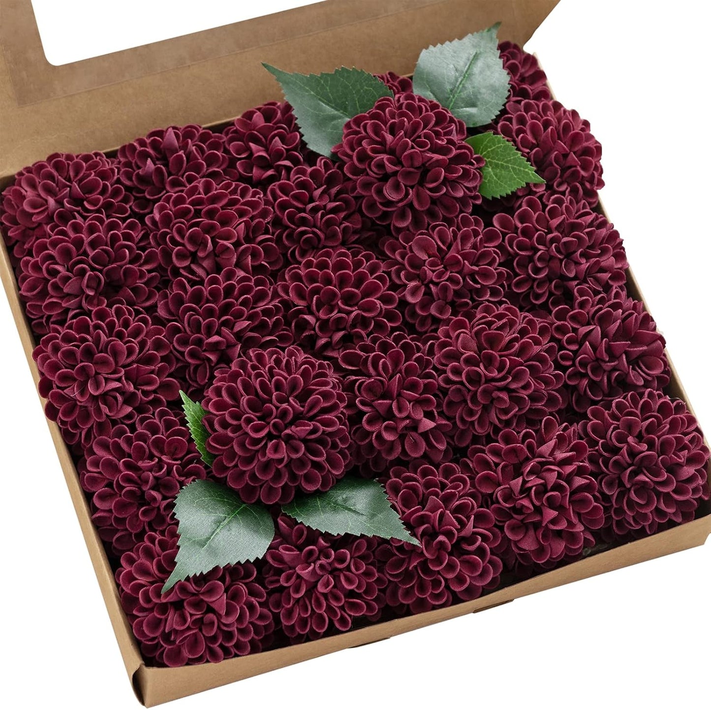 Hot Pink Fuchsia Artificial Dahlias, Wedding Flowers, 25 pcs | Artificial Foam Dahlias, Real Touch Flower Blooms with Stems for DIY Wedding Bouquets, Centerpieces, Party & Home Decor