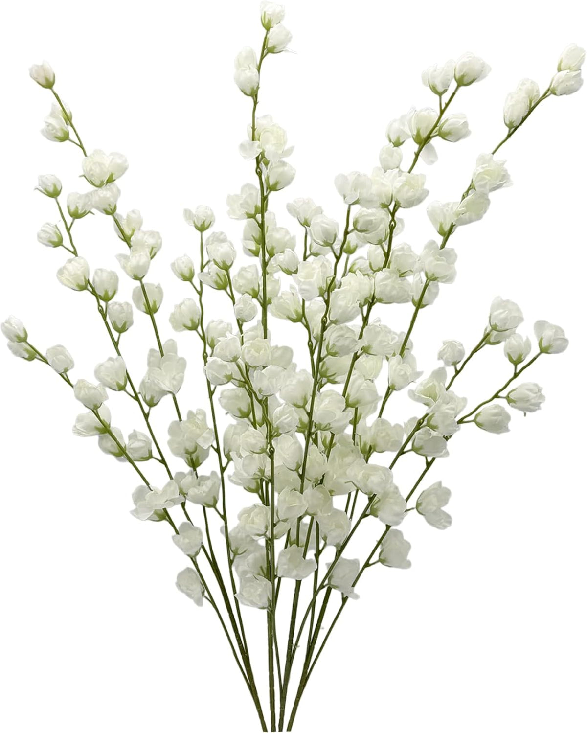 Artificial Forsythia Branches Fake Wildflowers White 41" Silk Flowers with Long Stems Faux Spring Flowers 4PCS for Tall Vase Home Table Wedding Graveyard Kitchen Office Decoration