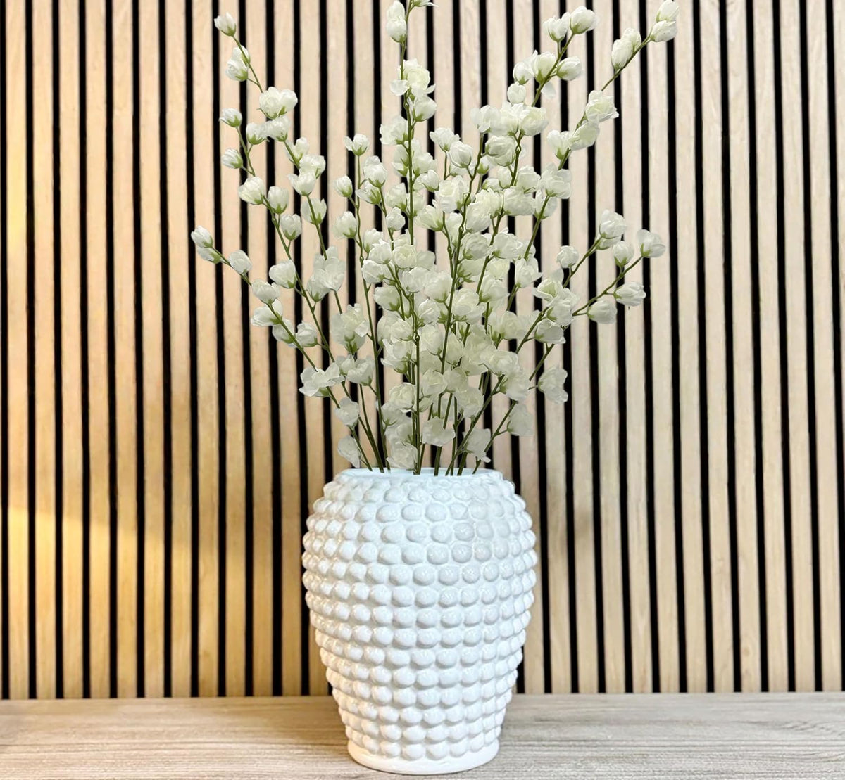 Artificial Forsythia Branches Fake Wildflowers White 41" Silk Flowers with Long Stems Faux Spring Flowers 4PCS for Tall Vase Home Table Wedding Graveyard Kitchen Office Decoration