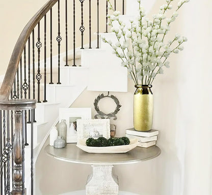 Artificial Forsythia Branches Fake Wildflowers White 41" Silk Flowers with Long Stems Faux Spring Flowers 4PCS for Tall Vase Home Table Wedding Graveyard Kitchen Office Decoration