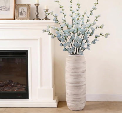 Artificial Forsythia Branches Fake Wildflowers White 41" Silk Flowers with Long Stems Faux Spring Flowers 4PCS for Tall Vase Home Table Wedding Graveyard Kitchen Office Decoration