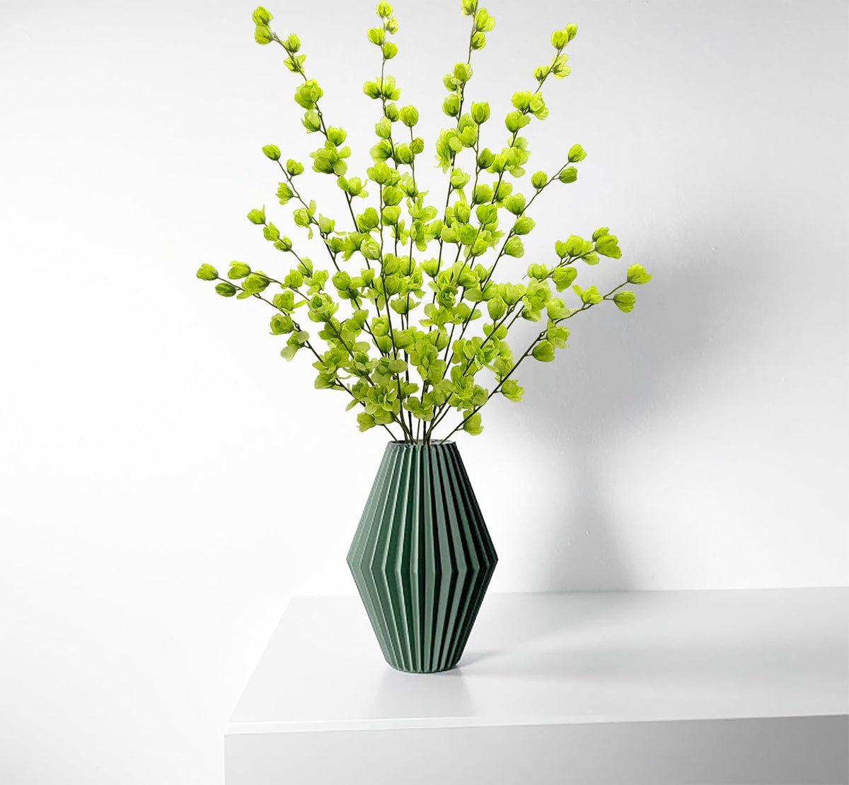 Artificial Forsythia Branches Fake Wildflowers White 41" Silk Flowers with Long Stems Faux Spring Flowers 4PCS for Tall Vase Home Table Wedding Graveyard Kitchen Office Decoration