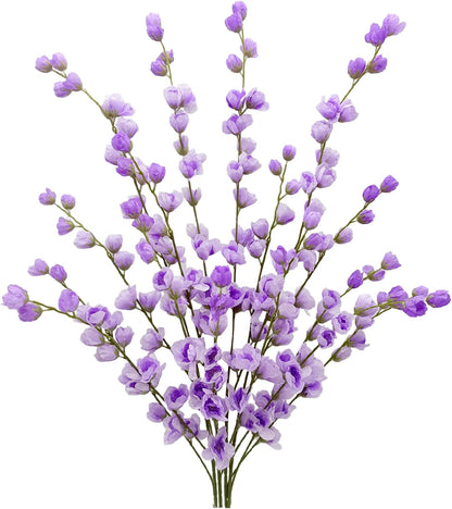 Artificial Forsythia Branches Fake Wildflowers White 41" Silk Flowers with Long Stems Faux Spring Flowers 4PCS for Tall Vase Home Table Wedding Graveyard Kitchen Office Decoration