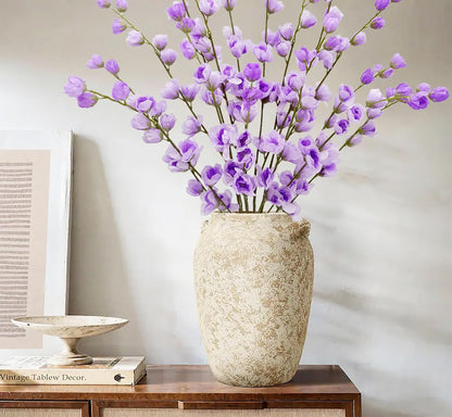 Artificial Forsythia Branches Fake Wildflowers White 41" Silk Flowers with Long Stems Faux Spring Flowers 4PCS for Tall Vase Home Table Wedding Graveyard Kitchen Office Decoration