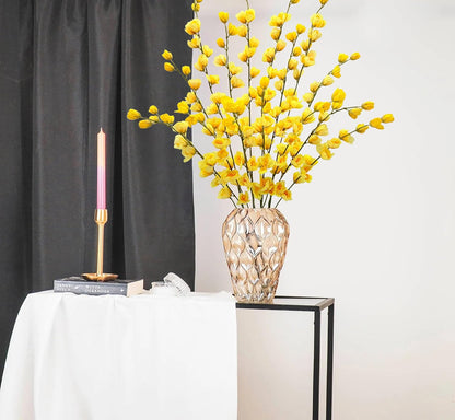 Artificial Forsythia Branches Fake Wildflowers White 41" Silk Flowers with Long Stems Faux Spring Flowers 4PCS for Tall Vase Home Table Wedding Graveyard Kitchen Office Decoration