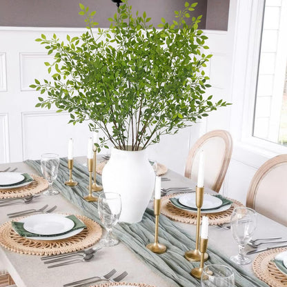 3 Pcs Faux Greenery Stems for Vase 43.3 inch Artificial Branches with Leaves Nandina Fake Plants Spring Stems for Vase Home Shop Garden Decoration