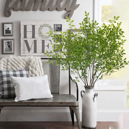 3 Pcs Faux Greenery Stems for Vase 43.3 inch Artificial Branches with Leaves Nandina Fake Plants Spring Stems for Vase Home Shop Garden Decoration