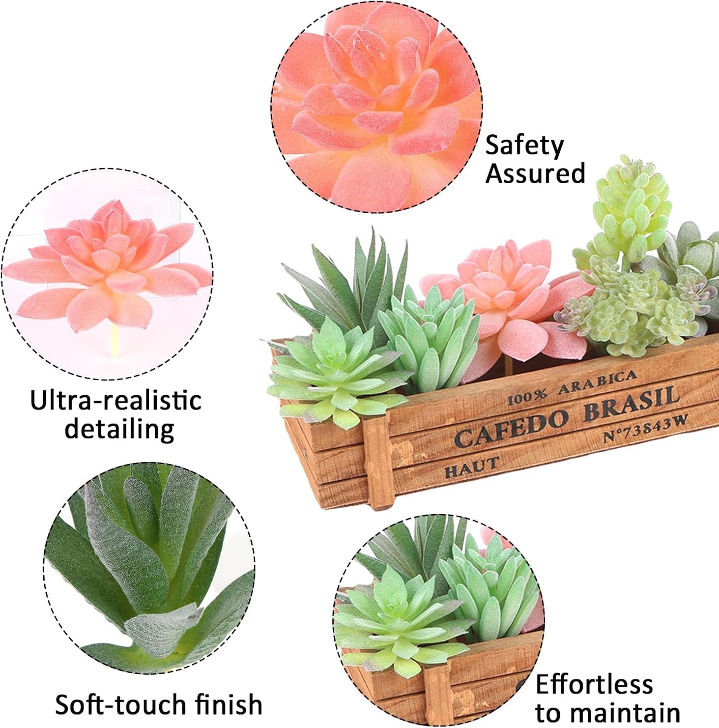 8 Pack Artificial Succulents Unpotted, Realistic Fake Cactus Echeveria Rosette Faux Plants for DIY Terrarium, Wedding Decor, Office Desk, Bathroom Shelf, Home Accents