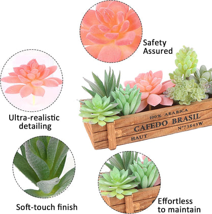 8 Pack Artificial Succulents Unpotted, Realistic Fake Cactus Echeveria Rosette Faux Plants for DIY Terrarium, Wedding Decor, Office Desk, Bathroom Shelf, Home Accents