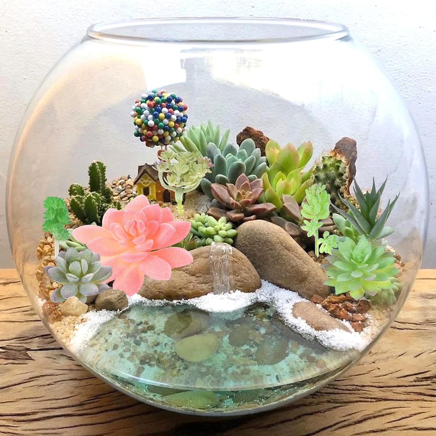 8 Pack Artificial Succulents Unpotted, Realistic Fake Cactus Echeveria Rosette Faux Plants for DIY Terrarium, Wedding Decor, Office Desk, Bathroom Shelf, Home Accents