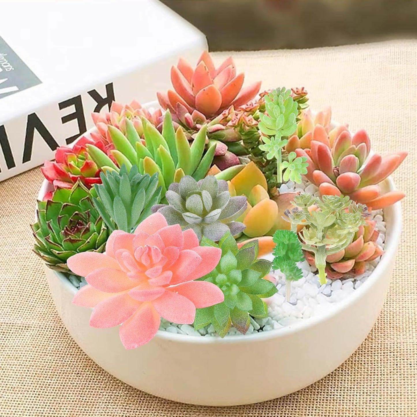 8 Pack Artificial Succulents Unpotted, Realistic Fake Cactus Echeveria Rosette Faux Plants for DIY Terrarium, Wedding Decor, Office Desk, Bathroom Shelf, Home Accents