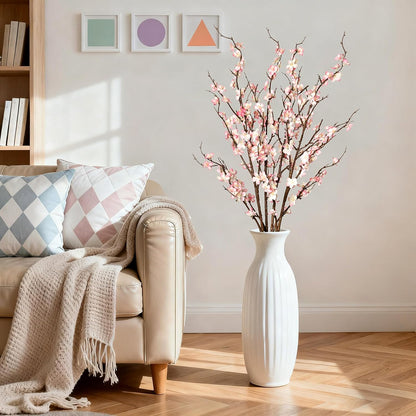 4Pcs Cherry Blossom Branches Artificial Flowers for Spring Summer Indoor Decoration,Faux Long Stem Artificial Flowers for Wedding Home Office Bedroom Party Table Centerpieces Decor (Pink)