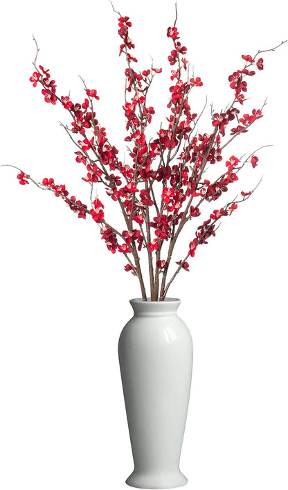 4Pcs Cherry Blossom Branches Artificial Flowers for Spring Summer Indoor Decoration,Faux Long Stem Artificial Flowers for Wedding Home Office Bedroom Party Table Centerpieces Decor (Pink)