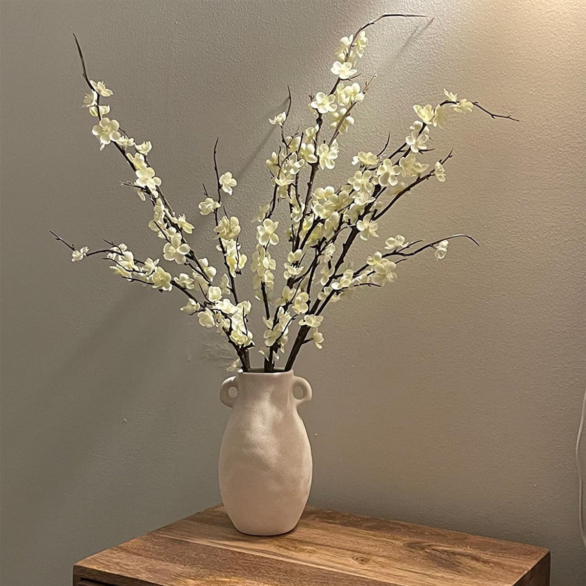 4Pcs Cherry Blossom Branches Artificial Flowers for Spring Summer Indoor Decoration,Faux Long Stem Artificial Flowers for Wedding Home Office Bedroom Party Table Centerpieces Decor (Pink)