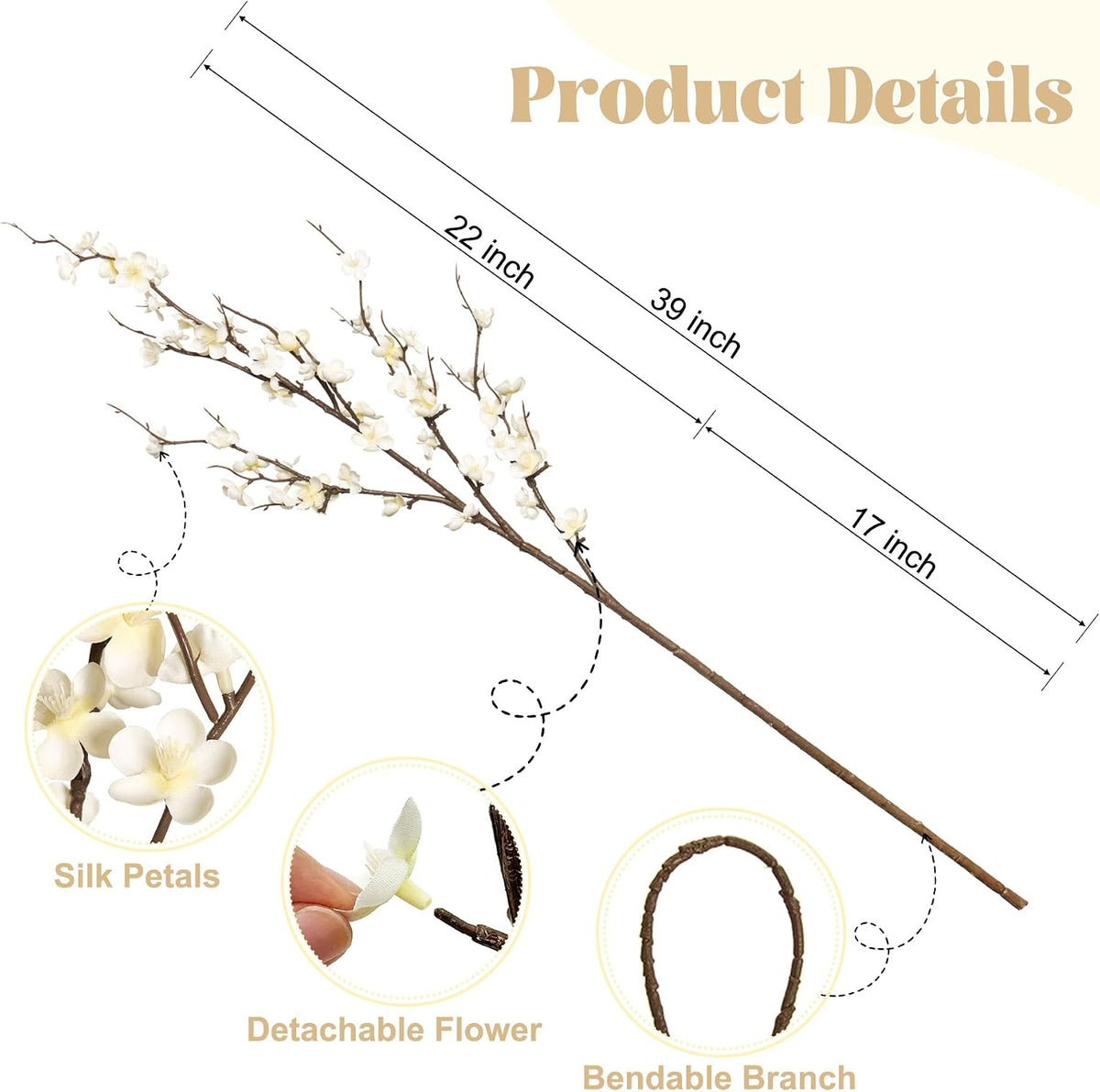 4Pcs Cherry Blossom Branches Artificial Flowers for Spring Summer Indoor Decoration,Faux Long Stem Artificial Flowers for Wedding Home Office Bedroom Party Table Centerpieces Decor (Pink)