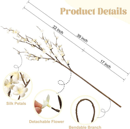 4Pcs Cherry Blossom Branches Artificial Flowers for Spring Summer Indoor Decoration,Faux Long Stem Artificial Flowers for Wedding Home Office Bedroom Party Table Centerpieces Decor (Pink)