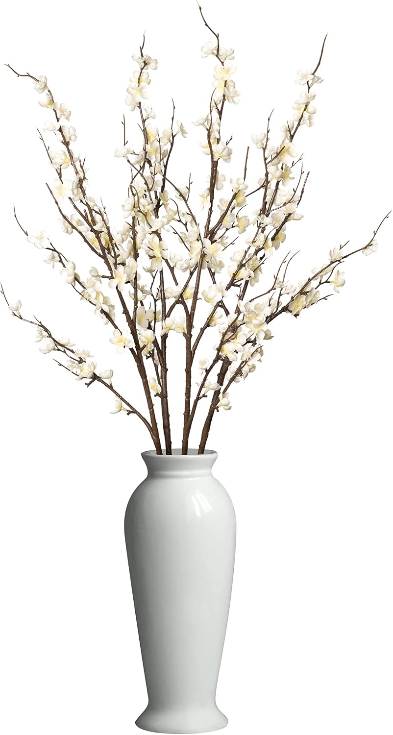 4Pcs Cherry Blossom Branches Artificial Flowers for Spring Summer Indoor Decoration,Faux Long Stem Artificial Flowers for Wedding Home Office Bedroom Party Table Centerpieces Decor (Pink)