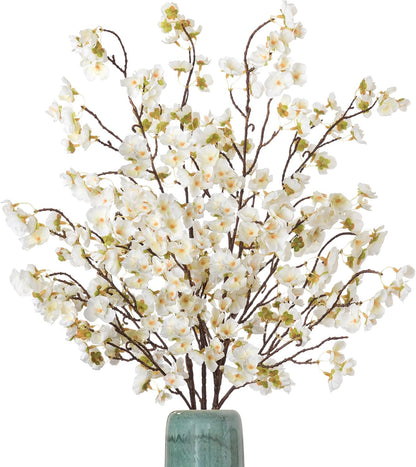 4Pcs Cherry Blossom Branches Artificial Flowers for Spring Summer Indoor Decoration,Faux Long Stem Artificial Flowers for Wedding Home Office Bedroom Party Table Centerpieces Decor (Pink)