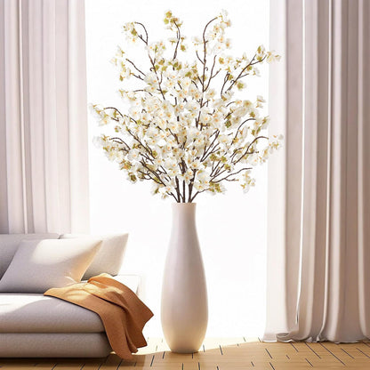4Pcs Cherry Blossom Branches Artificial Flowers for Spring Summer Indoor Decoration,Faux Long Stem Artificial Flowers for Wedding Home Office Bedroom Party Table Centerpieces Decor (Pink)