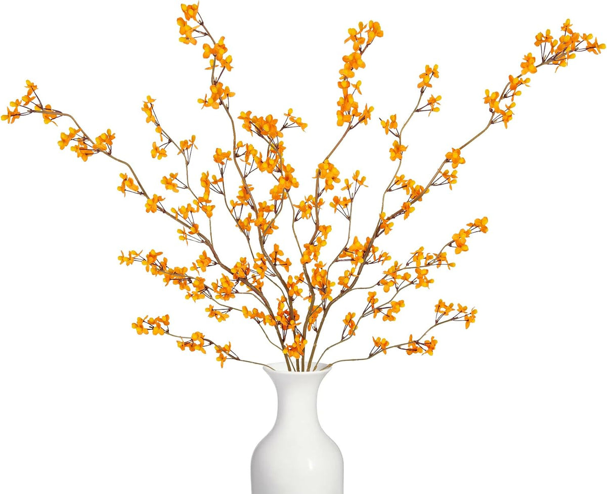 4Pcs Cherry Blossom Branches Artificial Flowers for Spring Summer Indoor Decoration,Faux Long Stem Artificial Flowers for Wedding Home Office Bedroom Party Table Centerpieces Decor (Pink)
