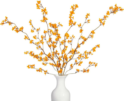 4Pcs Cherry Blossom Branches Artificial Flowers for Spring Summer Indoor Decoration,Faux Long Stem Artificial Flowers for Wedding Home Office Bedroom Party Table Centerpieces Decor (Pink)