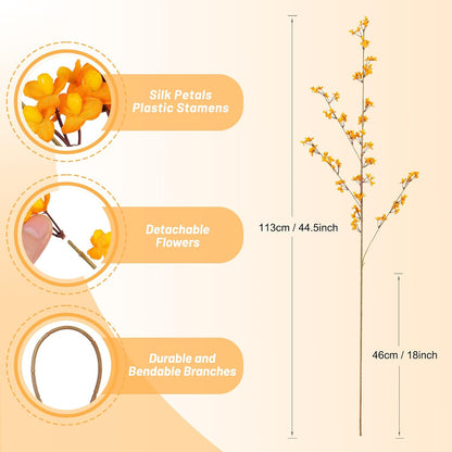 4Pcs Cherry Blossom Branches Artificial Flowers for Spring Summer Indoor Decoration,Faux Long Stem Artificial Flowers for Wedding Home Office Bedroom Party Table Centerpieces Decor (Pink)