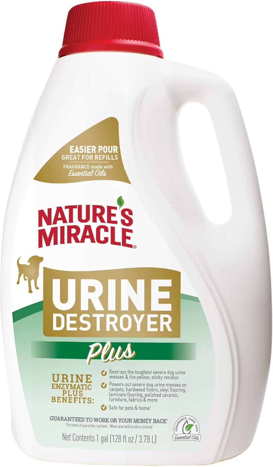 Urine Destroyer Plus for Dogs, Enzymatic Formula Tough on Strong Dog Urine and The Yellow Sticky Residue, 1 Gal