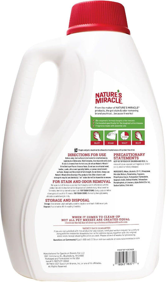 Urine Destroyer Plus for Dogs, Enzymatic Formula Tough on Strong Dog Urine and The Yellow Sticky Residue, 1 Gal