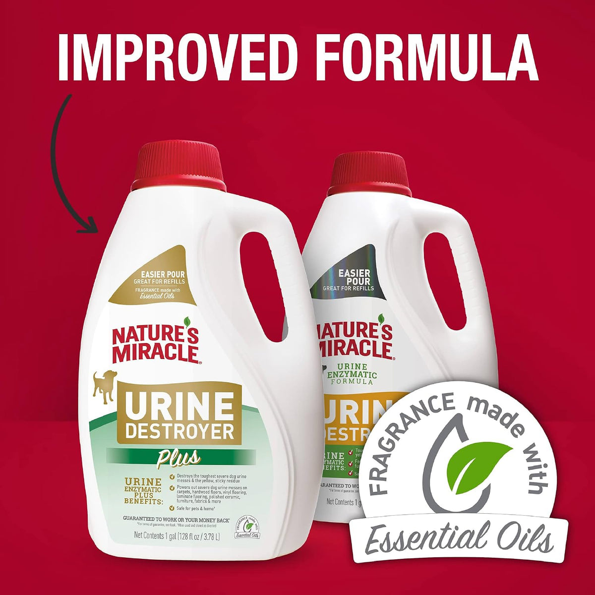 Urine Destroyer Plus for Dogs, Enzymatic Formula Tough on Strong Dog Urine and The Yellow Sticky Residue, 1 Gal