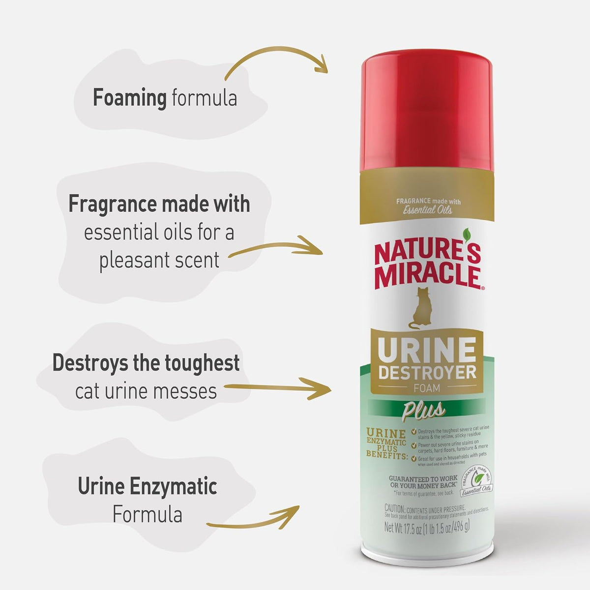 Urine Destroyer Plus for Dogs, Enzymatic Formula Tough on Strong Dog Urine and The Yellow Sticky Residue, 1 Gal