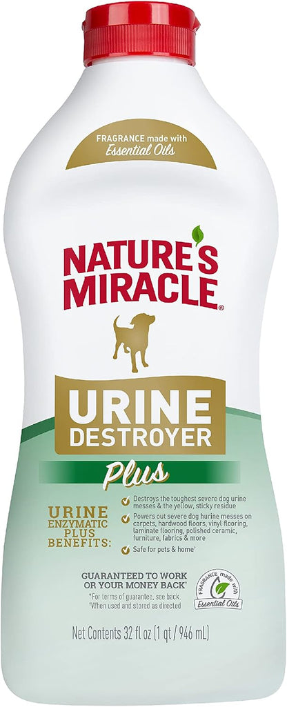 Urine Destroyer Plus for Dogs, Enzymatic Formula Tough on Strong Dog Urine and The Yellow Sticky Residue, 1 Gal