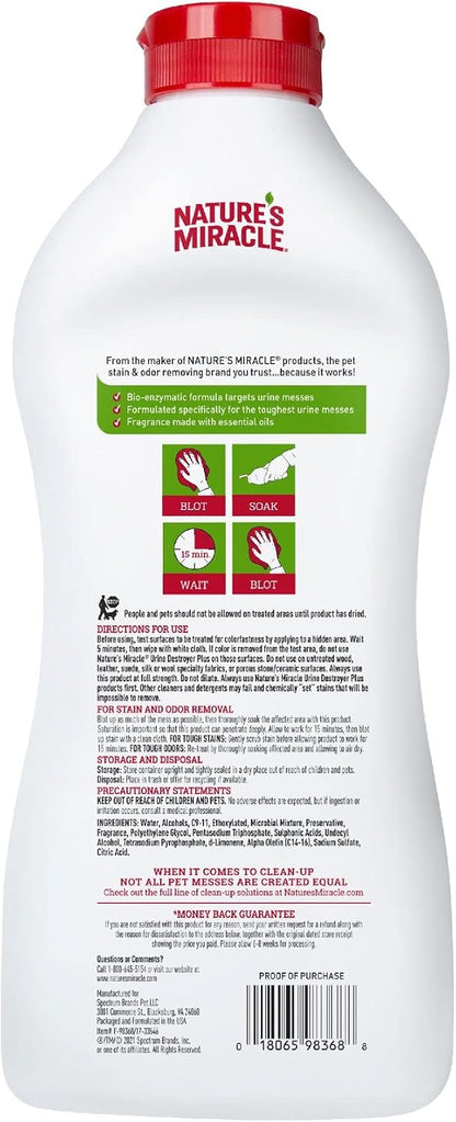 Urine Destroyer Plus for Dogs, Enzymatic Formula Tough on Strong Dog Urine and The Yellow Sticky Residue, 1 Gal