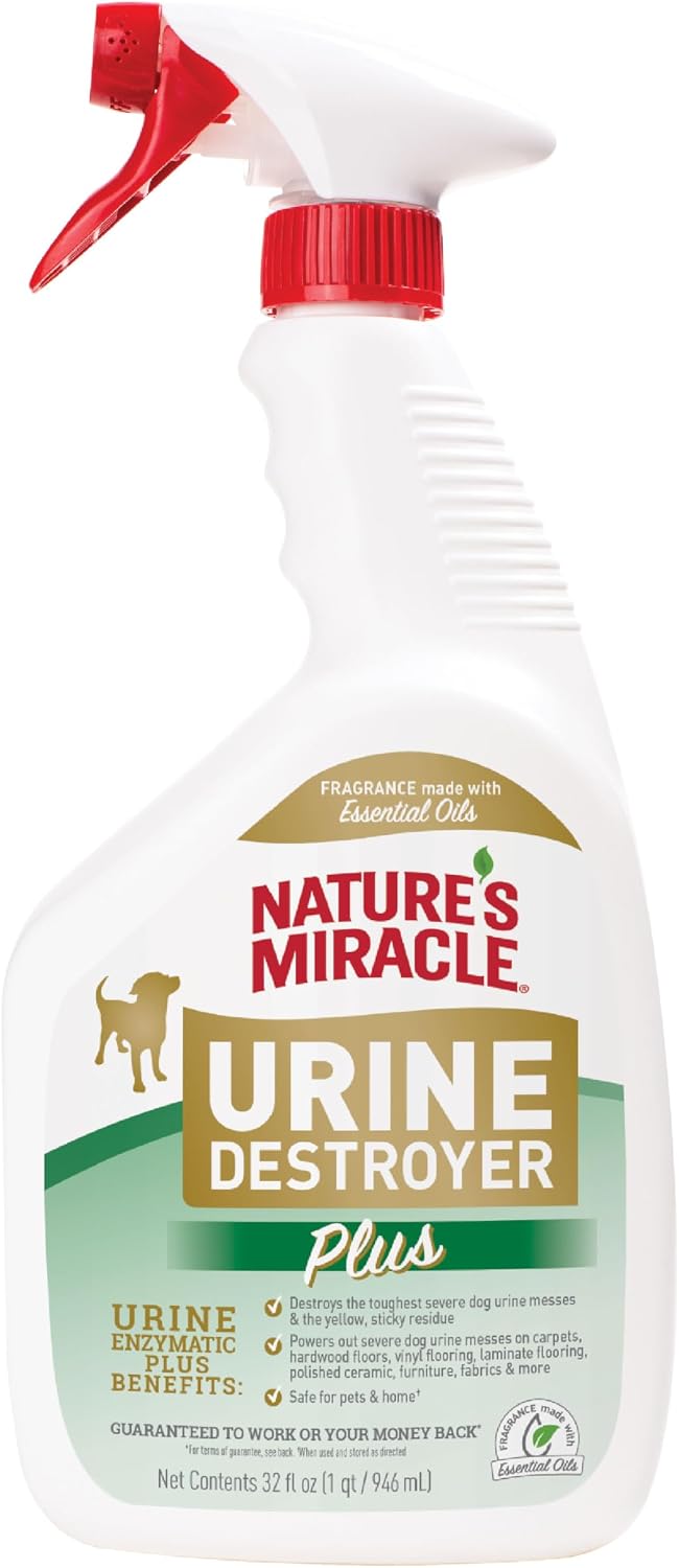 Urine Destroyer Plus for Dogs, Enzymatic Formula Tough on Strong Dog Urine and The Yellow Sticky Residue, 1 Gal