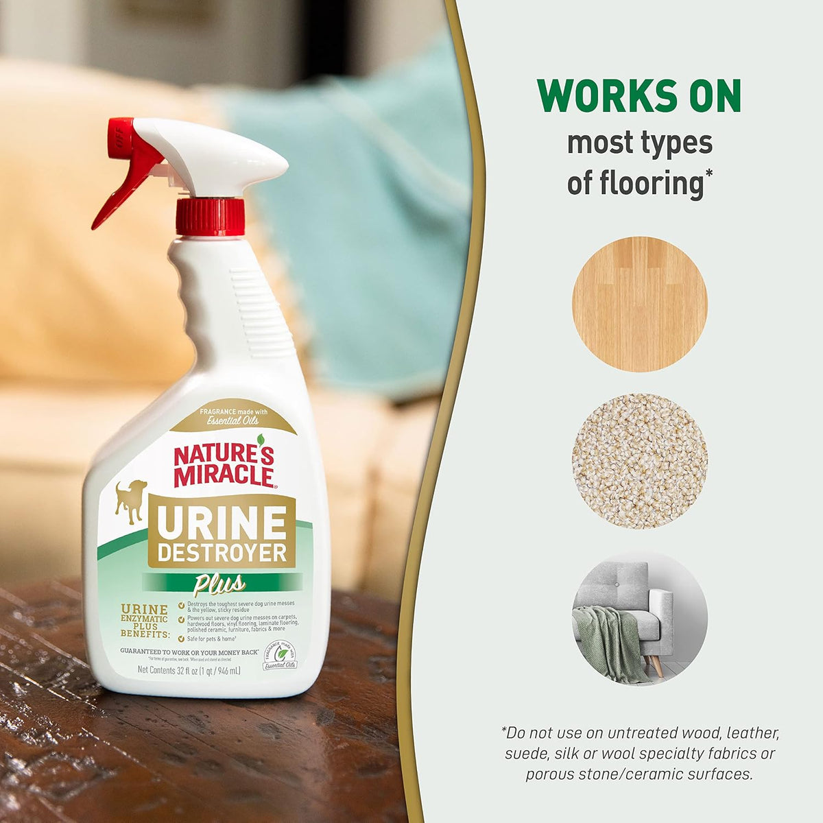 Urine Destroyer Plus for Dogs, Enzymatic Formula Tough on Strong Dog Urine and The Yellow Sticky Residue, 1 Gal