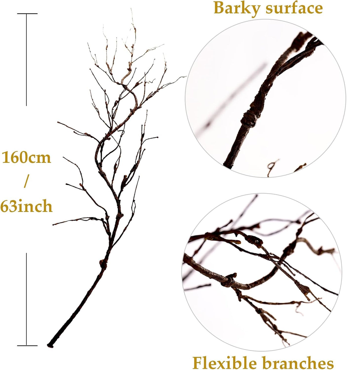 4pcs 63in Black Bendable Fake Halloween Tree Branches Wall Decor