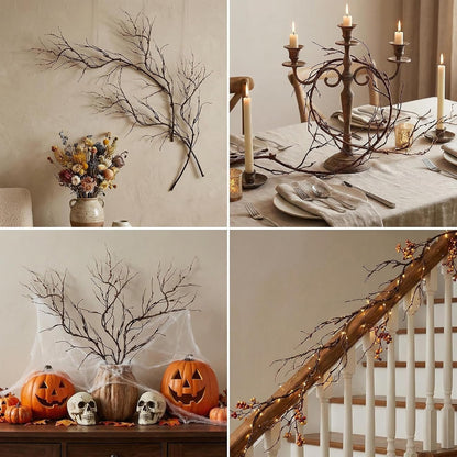 4pcs 63in Black Bendable Fake Halloween Tree Branches Wall Decor